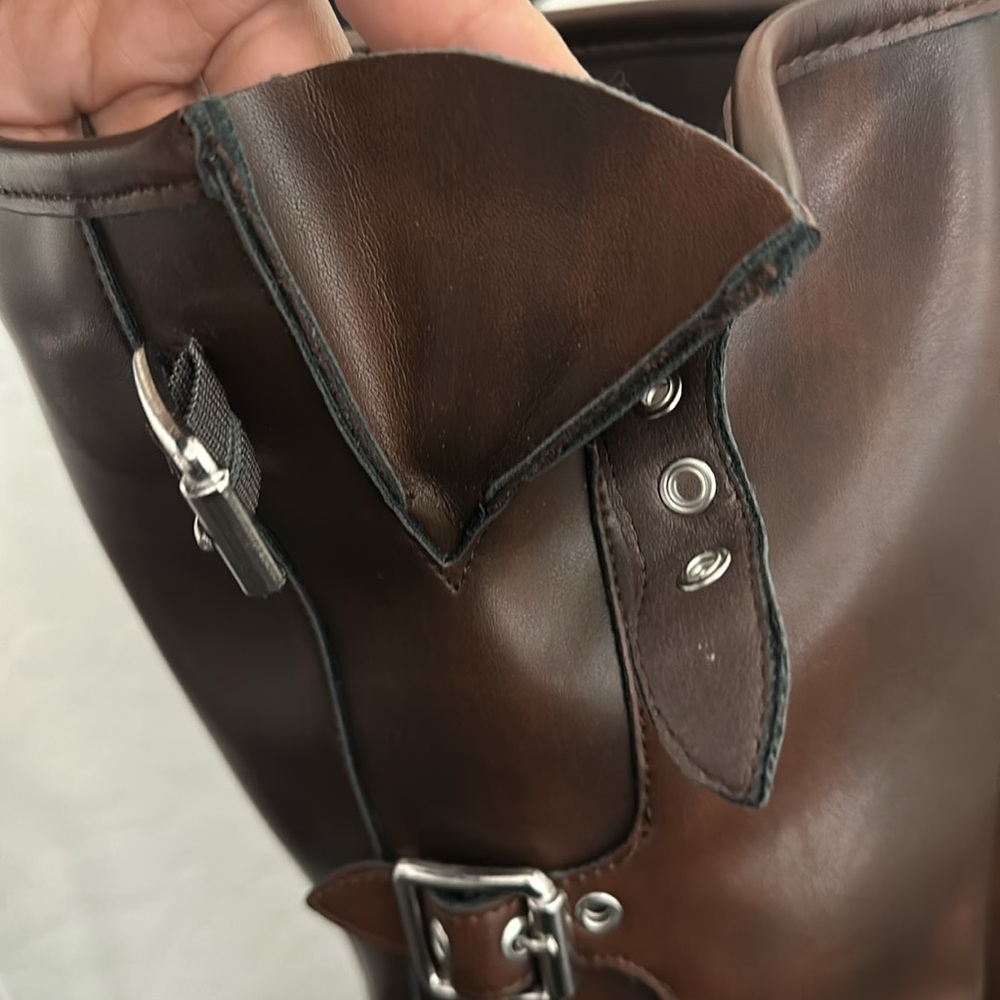 MADDEN GIRL Brown Black with Silver Buckle Tall Boots. Size 11 Vegan Leather - Picture 3 of 16
